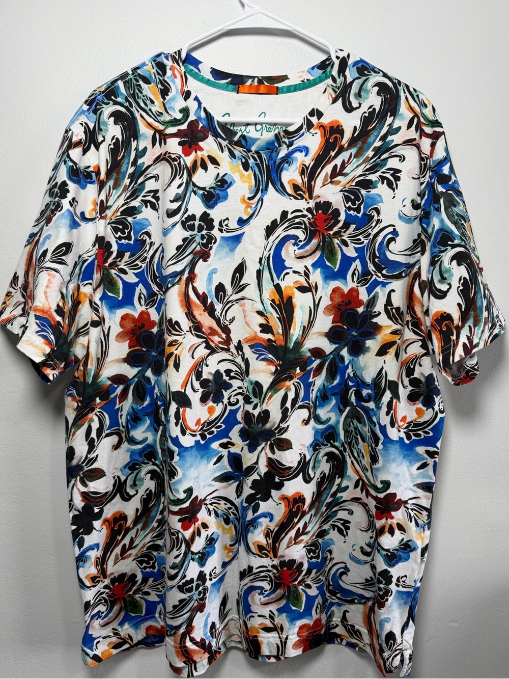 Men’s Robert Graham Floral LUSSARI Colorful T Shirt Tee Size 2XL/2TG Big&tall